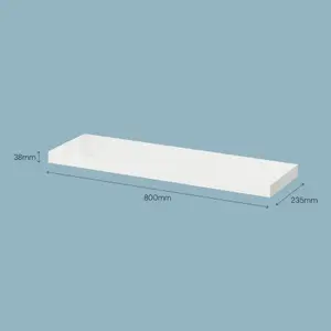 GoodHome Cusko Gloss white Rectangular Floating shelf (L)80cm x (D)23.5cm