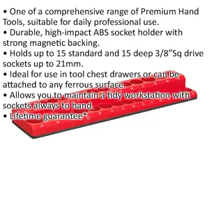 3/8 Inch Drive Magnetic Socket Holder - 30 Slot for Deep and Standard Sockets