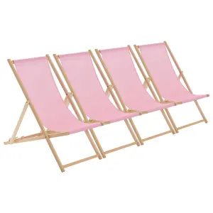 Harbour Housewares - Folding Wooden Deck Chairs - Light Pink - Pack of 4