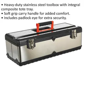 Heavy Duty Steel Tool Box and Tote Tray - 660mm Portable Storage Solution