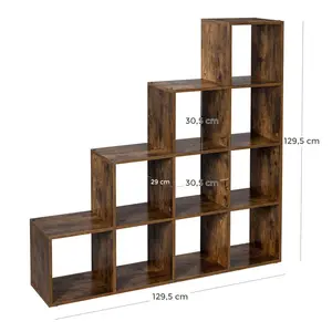 Northville Bookcase Rustic Brown / 129.5" H x 129.5" W x 29" D