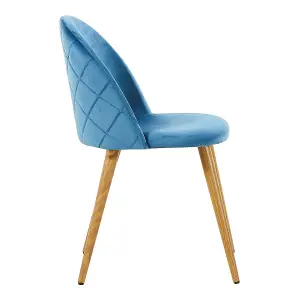 Set of 2 Lucia Velvet Dining Chairs Upholstered Dining Room Chairs, Blue