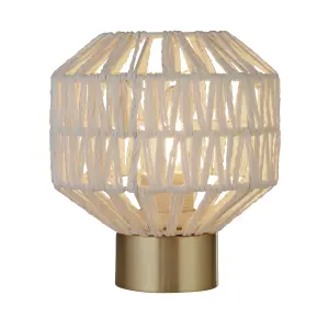 CGC WOVEN White Woven Table Lamp with Gold Base