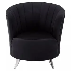 Interiors by Premier Black Tub Chair, Stylish Office Chair, Classy Velvet Chair,  Round Velvet Upholstery Chair for Lounge