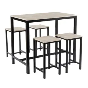 Home Source Nicosia Light Oak Table and Bar Stool Set