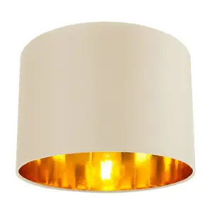 Contemporary Cream Cotton 10 Table/Pendant Lamp Shade with Shiny Copper Inner