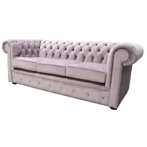 Chesterfield Handmade 3 Seater Sofa Settee Odyssey Lavender Purple Fabric In Classic Style