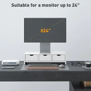 HOMCOM Monitor Stand Riser with 3 Drawers for Laptop, Computer, PC, White