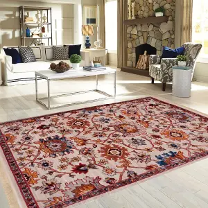 Cream Boho Floral Rug - Kansas