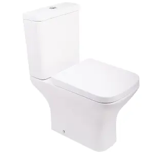 SunDaze White Curved Close Coupled Toilet with Soft Close Seat Modern Bathroom WC