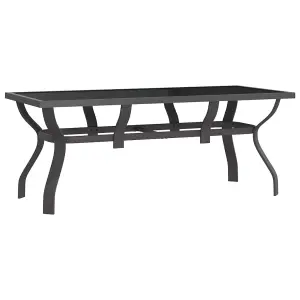 Berkfield Garden Table Grey and Black 180x80x70 cm Steel and Glass