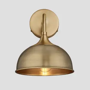 Industville Chelsea Dome Wall Light, 8 Inch, Brass, Brass Holder