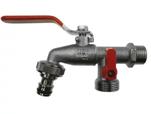 1/2" BSP Double Duo Outlet Garden Tap Brass Nickle Plated Automatic Watering