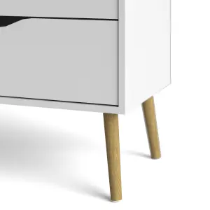 Oslo Chest of 4 Drawers (2+2) in White and Oak