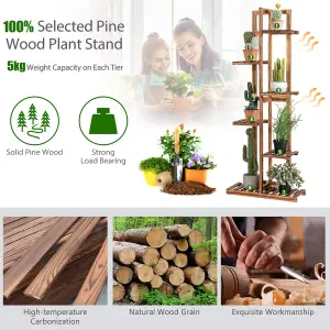 Costway 6 Tier Flower Stand Wooden Vertical Potted Plant Rack Home Garden Freestanding Display Shelf