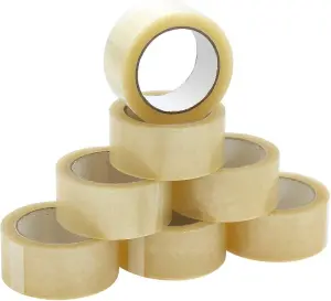 48mm X 40m Clear Packing Tape Parcel Packaging Stationary Buff Carton Sealer - 72