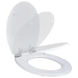 WC Toilet Seat MDF Soft Close Lid Simple Design White