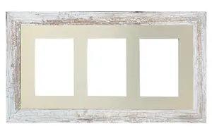 Metro Distressed White Frame with Ivory Mount for 3 Image Sizes 7 x 5 Inch