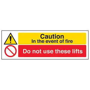 Event Of Fire Do Not Use Lifts Sign - Rigid Plastic - 300x100mm (x3)