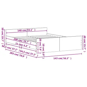 Berkfield Bed Frame with Headboard and Footboard White 140x200 cm