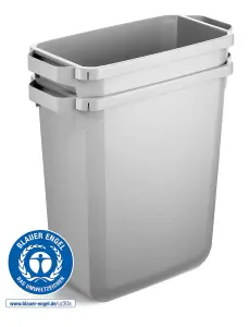 Durable DURABIN ECO Recycled Black Rectangular Recycling Bin + Grey Lid - 60L