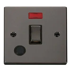 Black Nickel 1 Gang 20A Ingot DP Switch With Flex With Neon - Black Trim - SE Home