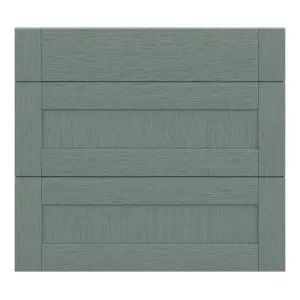 GoodHome Alpinia Matt green wood effect Drawer front, Pack of 3 (H)715mm (W)797mm (T)18mm