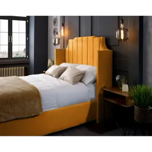 Nelly Plush Velvet Mustard Bed Frame