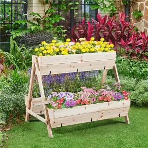 Yaheetech 3 Tier Raised Garden Bed Fir Wood Flower Rack for Flowers Vegetables