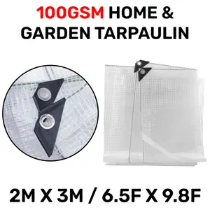 waterproof clear reinforced tarpaulin/builders tarp/camping ground sheet cover up (3m x 2mm)