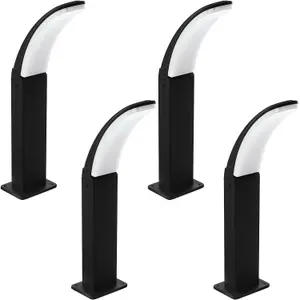 4 PACK IP44 Outdoor Pedestal Light Black Aluminium 11W LED Wall Post Lamp