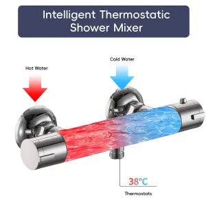 Thermostatic Shower Mixer Bar Single Lever Exposed Bath Shower Mixer Valve Anti Scald Tap