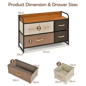 Costway 5 Drawers Dresser Organizer 2-Tier Fabric Storage Organizer Chest of Drawers