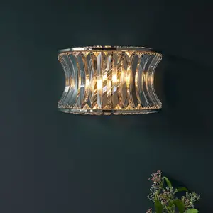 Luminosa Vittoria Wall Lamp Bright Nickel Plate, Crystal And Clear Glass