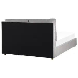 Velvet EU Double Size Ottoman Bed Light Grey BATILLY