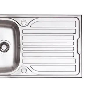 Cookology MASSA Single Bowl Inset Reversible Kitchen Sink with Draining Board - Stainless Steel