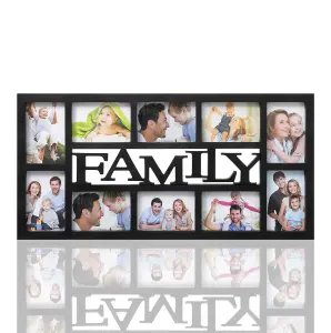 Arpan Family Multi Aperture Photo Picture Frame - Holds 10 X 6''X4'' Photos (Black Family)