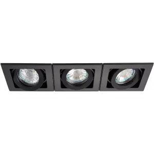 Triple Adjustable Recessed Boxed Downlight - 3 x 50W GU10 Reflector - Matt Black