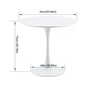 Kingsley Round Metal Base Dining Table White / 73cm H x 70cm W x 70cm D