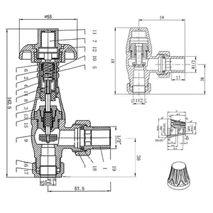 Right Radiators Traditional Thermostatic TRV Antique Design Angled Radiator Rad Valves Pair Anthracite