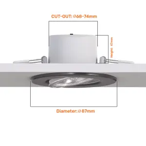 paul russells LED Downlight Brush Nickel Tilt Recessed Ceiling Spotlight 4.8W 500 Lumens, IP44, Colour Changeable CCT3 Pack of 10