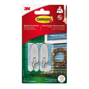 3M Command Medium Outdoor lights Adhesive hook (Holds)900g