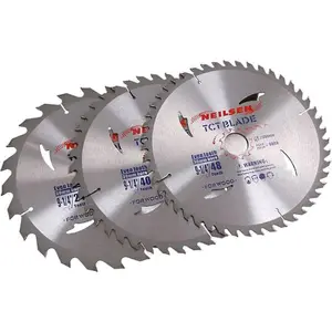 Neilsen 3pc Tct Circular Mitre Saw Blade Blades 235mm Set For Wood