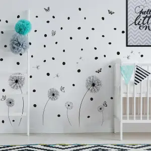 Walplus Combo Adult - Monochromatic Dandelions and Dots Wall Stickers