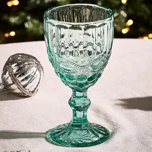 Set of 4 Vintage Luxury Turquoise Drinking Wine Glass Wine Goblets 350ml