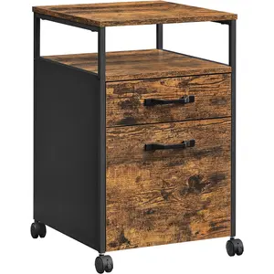 Casler 42cm Wide 2 -Drawer Mobile File Cabinet Rustic Brown