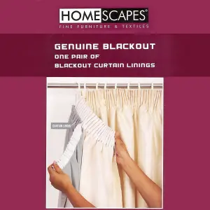 Homescapes 100% Blackout Curtain Lining Pair 3-Pass Coating, 44 x 52"