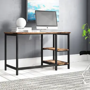 Vaillancourt Desk Black / Rustic Brown / 75cm H x 120cm W x 60cm D