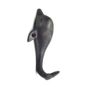 Oakcrafts - Antique Cast Iron Dolphin Shaped Decorative Wall Hook