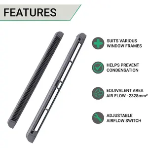 EAI Trickle Window Slot Vent Easy Fitting Inside & Out - 400mm - 3180mm²EA - Anthracite Grey